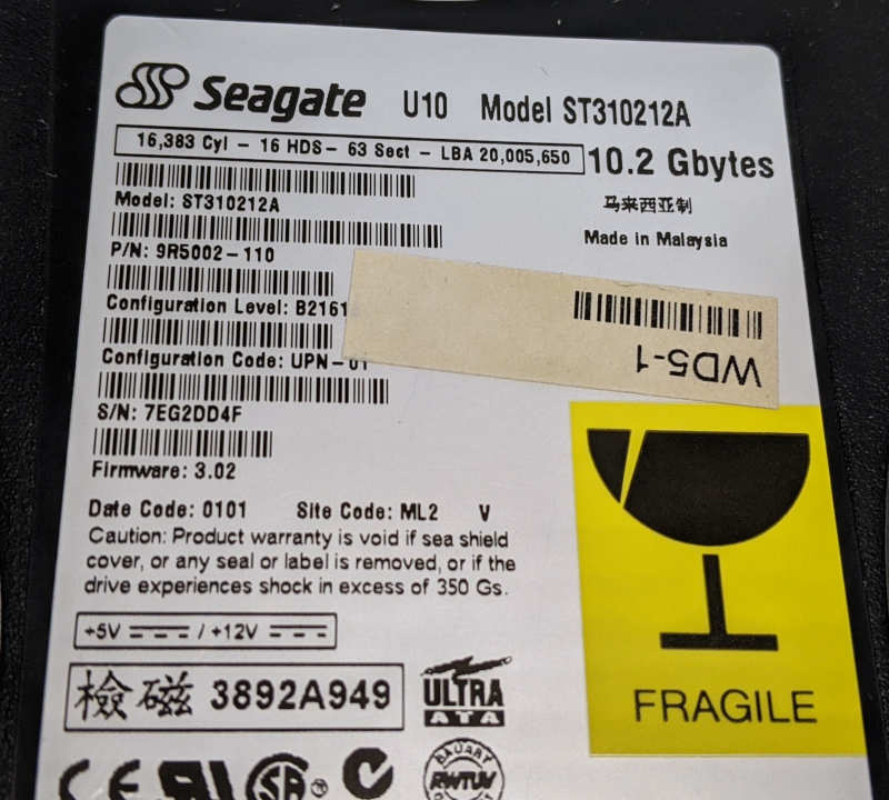Seagate ST310212A Festplatte 10GB ATA IDE