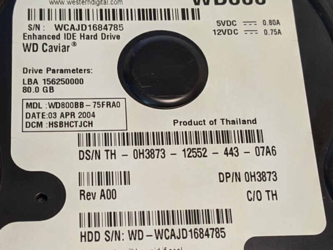 Western Digital Caviar WD800 Festplatte 80GB