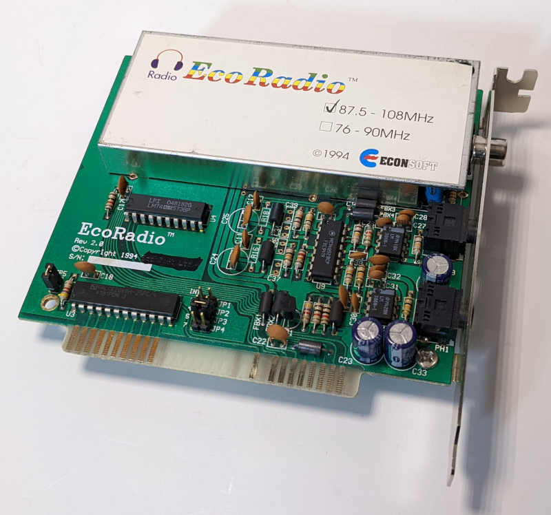 Typhoon Radio Card ISA 8-Bit FM Eco Radio 1994 EconSoft