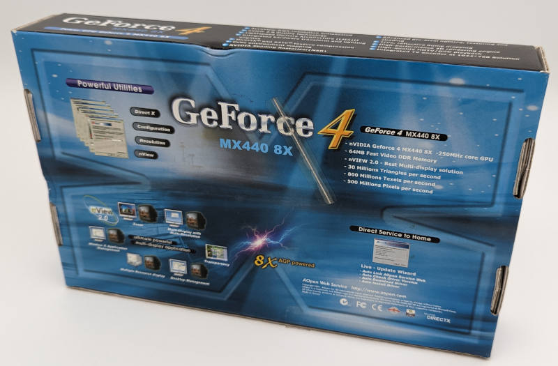AOpen GeForce4 MX440 AGP 8x Originalverpackung - Rückseite
