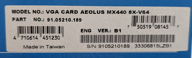 AOpen GeForce4 MX440 AGP 8x Originalverpackung - VGA Card Aeolus MX440