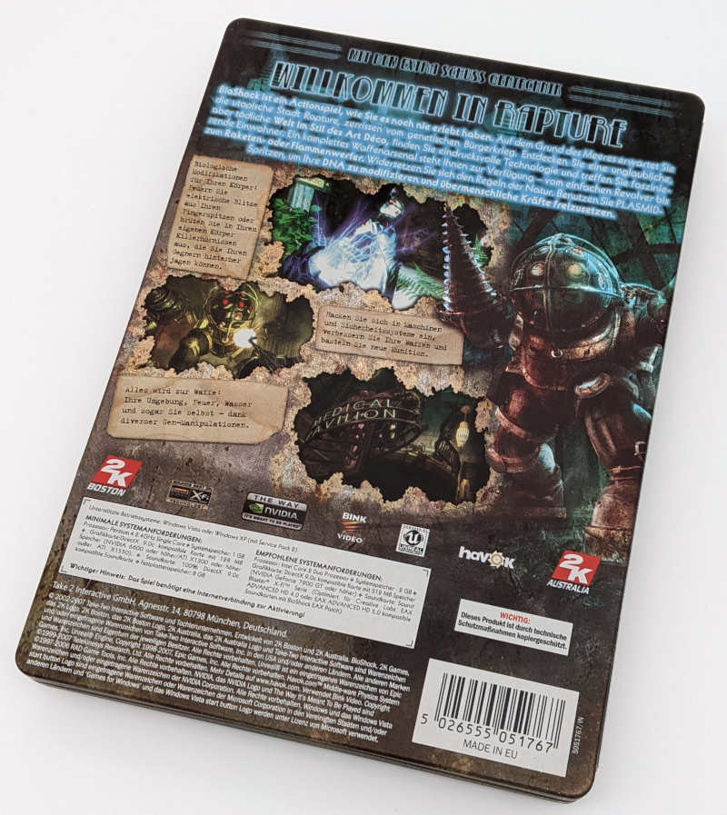 PC-Spiel Bioshock - Willkommen in Rapture - Steelcase mit DVD - Rückseite