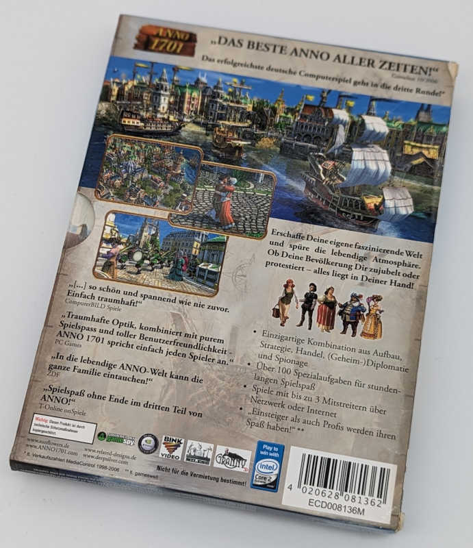 PC-Spiel Anno 1701 - Wirtschaftssimulation - Box - Pappverpackung - Rückseite
