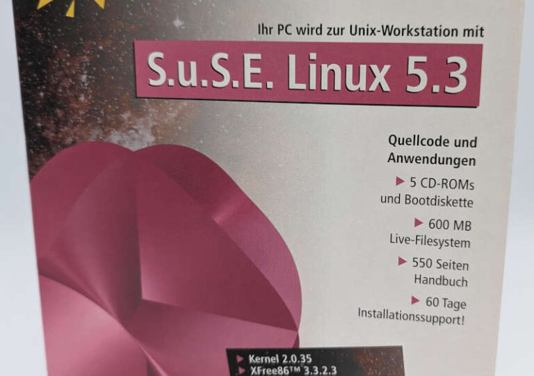 Suse Linux 5.3 Big Box CD-ROM – Originalverpackung mit CDs und Diskette ...