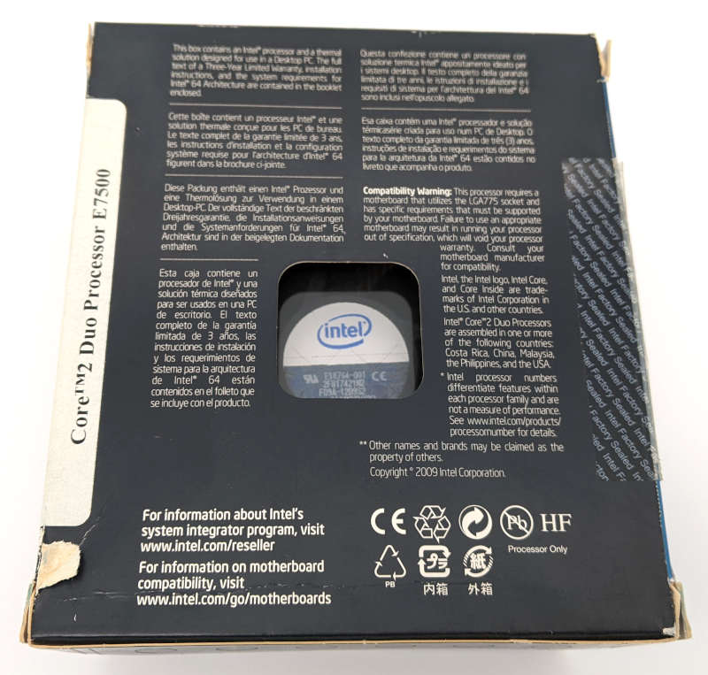 Intel Core2 Duo Prozessor E7500 - Boxed - SLGTE - 2.93 GHz - originaler Intel Kühler