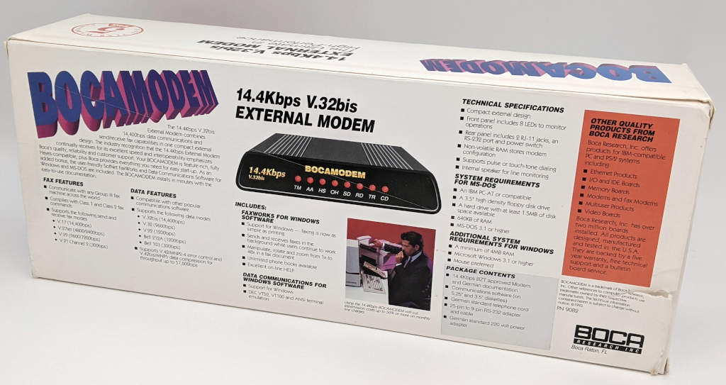 Bocamodem 14.4Kbps Fax Data External Modem Seriell - Originalverpackung - Rückseite